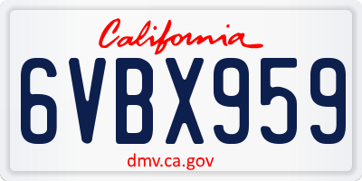 CA license plate 6VBX959