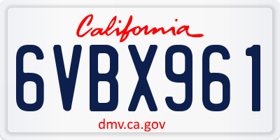 CA license plate 6VBX961