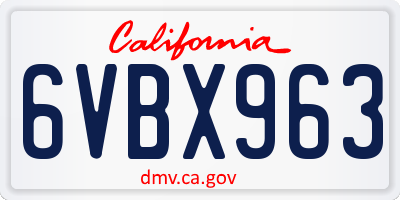 CA license plate 6VBX963