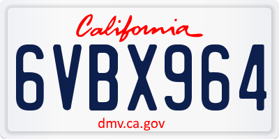 CA license plate 6VBX964