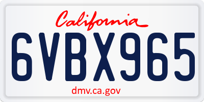 CA license plate 6VBX965
