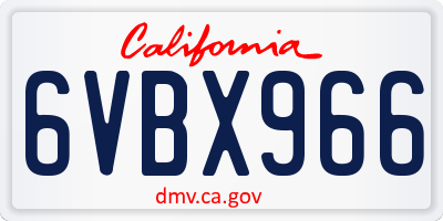 CA license plate 6VBX966