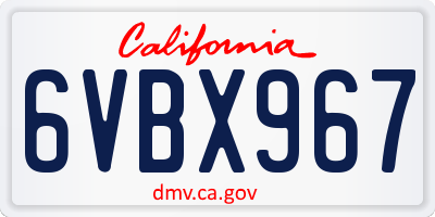 CA license plate 6VBX967