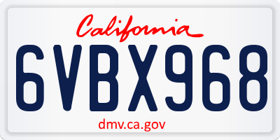 CA license plate 6VBX968