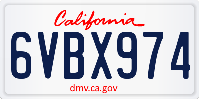 CA license plate 6VBX974