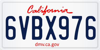CA license plate 6VBX976