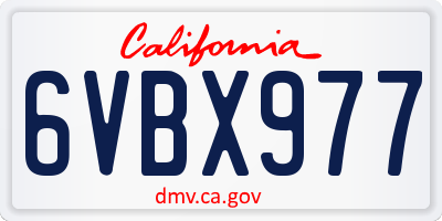 CA license plate 6VBX977