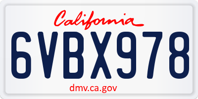 CA license plate 6VBX978