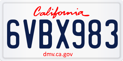 CA license plate 6VBX983