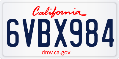 CA license plate 6VBX984