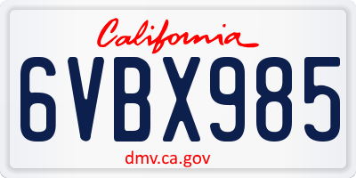 CA license plate 6VBX985