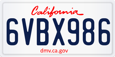 CA license plate 6VBX986