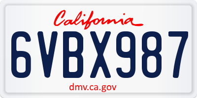 CA license plate 6VBX987