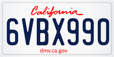 CA license plate 6VBX990