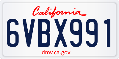CA license plate 6VBX991