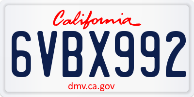 CA license plate 6VBX992