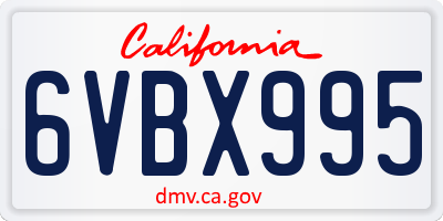 CA license plate 6VBX995