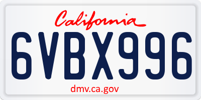 CA license plate 6VBX996