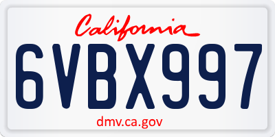 CA license plate 6VBX997