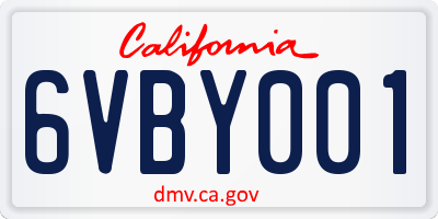 CA license plate 6VBY001
