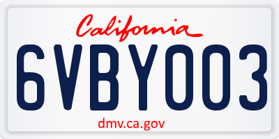 CA license plate 6VBY003