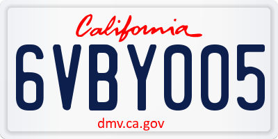CA license plate 6VBY005