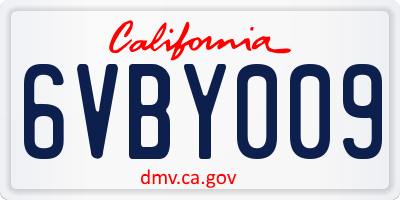 CA license plate 6VBY009