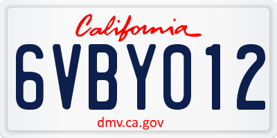 CA license plate 6VBY012