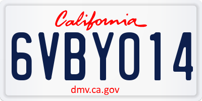 CA license plate 6VBY014