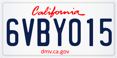 CA license plate 6VBY015