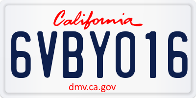 CA license plate 6VBY016