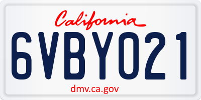 CA license plate 6VBY021