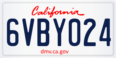 CA license plate 6VBY024