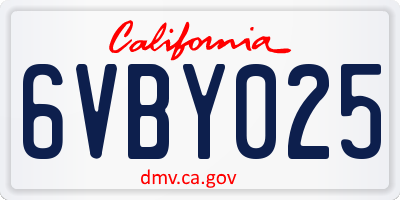 CA license plate 6VBY025