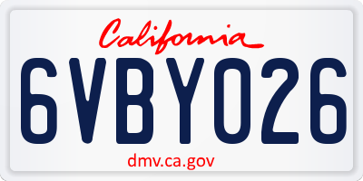 CA license plate 6VBY026