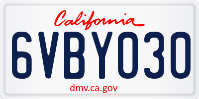 CA license plate 6VBY030