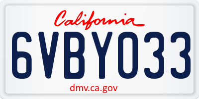 CA license plate 6VBY033