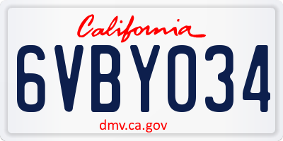 CA license plate 6VBY034