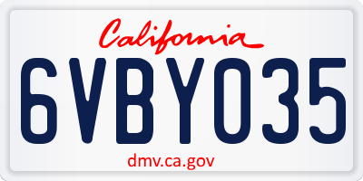 CA license plate 6VBY035