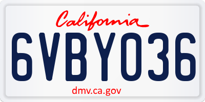 CA license plate 6VBY036