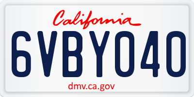CA license plate 6VBY040