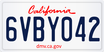 CA license plate 6VBY042