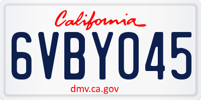 CA license plate 6VBY045