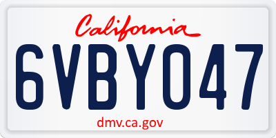 CA license plate 6VBY047