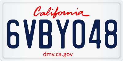 CA license plate 6VBY048