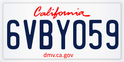 CA license plate 6VBY059