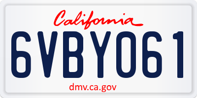 CA license plate 6VBY061