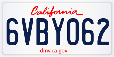 CA license plate 6VBY062