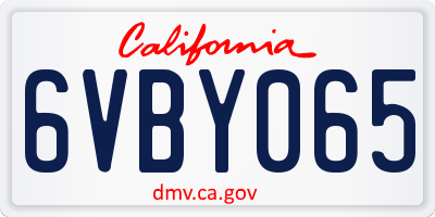 CA license plate 6VBY065