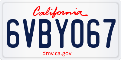 CA license plate 6VBY067